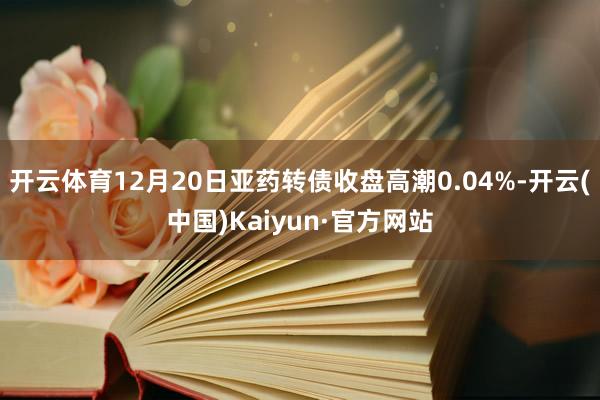 开云体育12月20日亚药转债收盘高潮0.04%-开云(中国)Kaiyun·官方网站