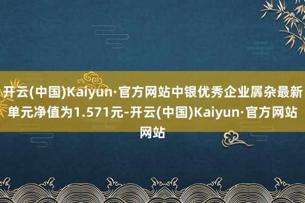 开云(中国)Kaiyun·官方网站中银优秀企业羼杂最新单元净值为1.571元-开云(中国)Kaiyu