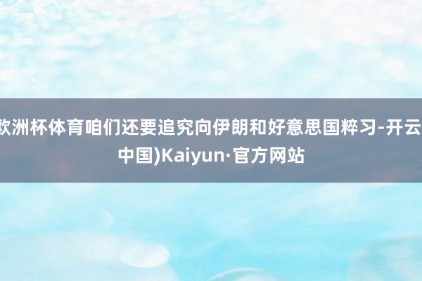 欧洲杯体育咱们还要追究向伊朗和好意思国粹习-开云(中国)Kaiyun·官方网站