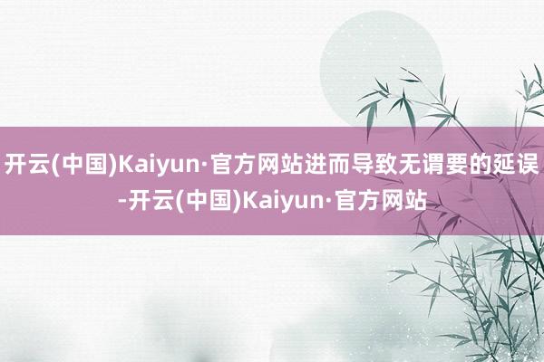 开云(中国)Kaiyun·官方网站进而导致无谓要的延误-开云(中国)Kaiyun·官方网站