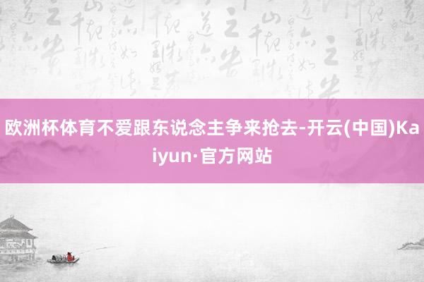 欧洲杯体育不爱跟东说念主争来抢去-开云(中国)Kaiyun·官方网站