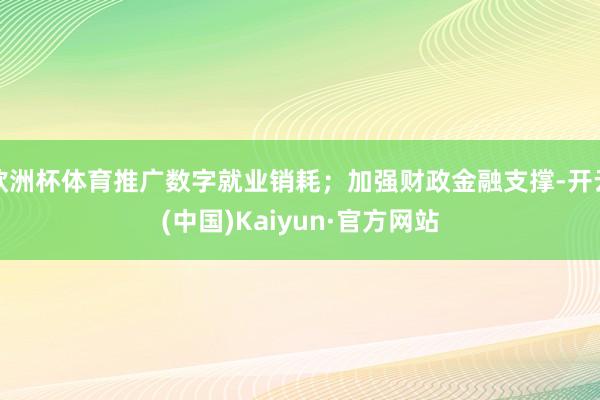 欧洲杯体育推广数字就业销耗；加强财政金融支撑-开云(中国)Kaiyun·官方网站